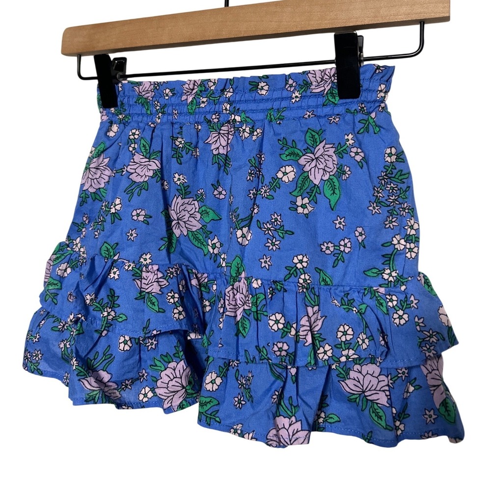 Crewcuts Blue Floral Ruffle Skirt Girls Size 4-5